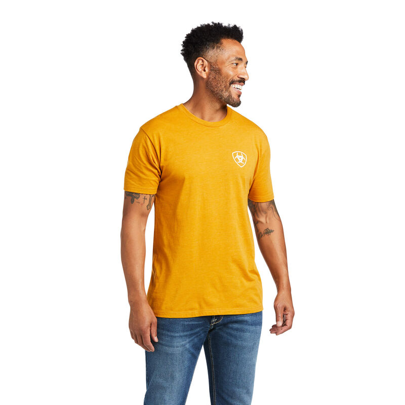 Camisetas Ariat Woodlands Amarillo Hombre - Chile 796-MODNTC